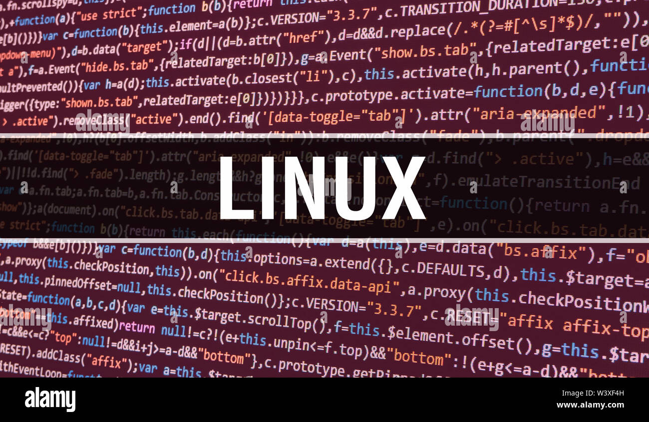 LINUX concept with Random Parts of Program Code. LINUX with Programming ...