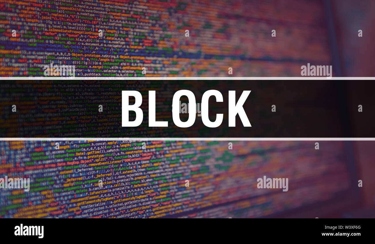 Block with Binary code digital technology background. Abstract ...