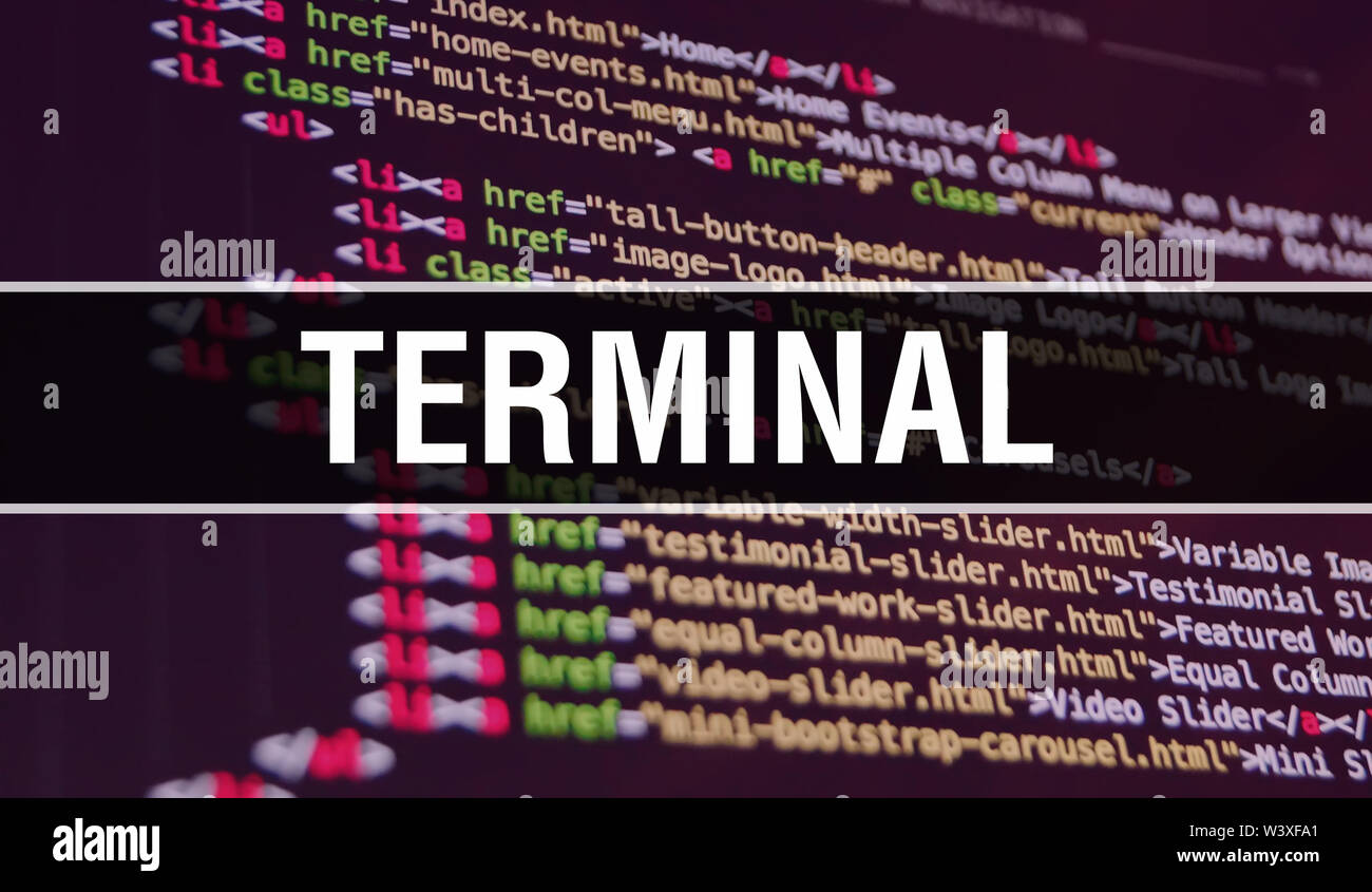 TERMINAL concept illustration using code for developing programs and ...