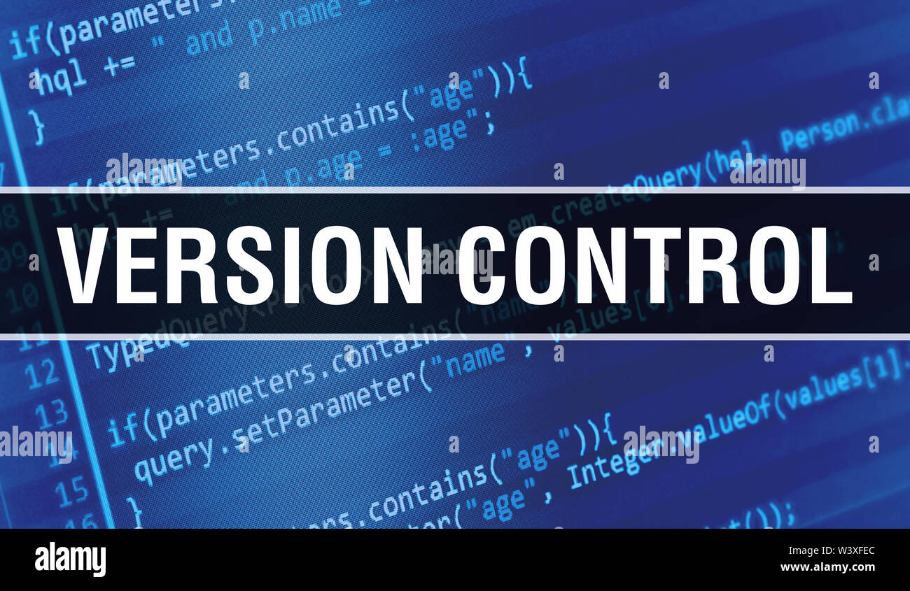 VERSION CONTROL concept illustration using code for developing programs ...