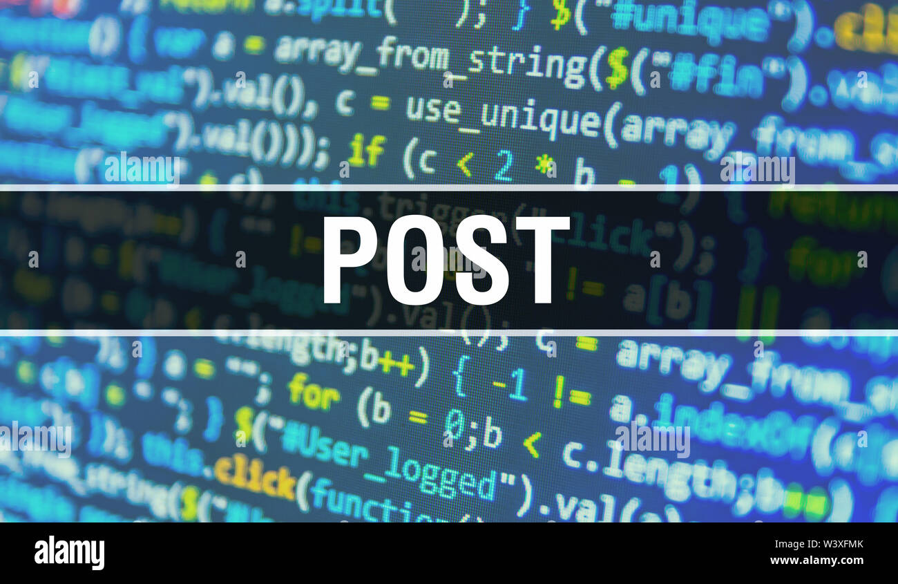 POST text written on Programming code abstract technology background of ...