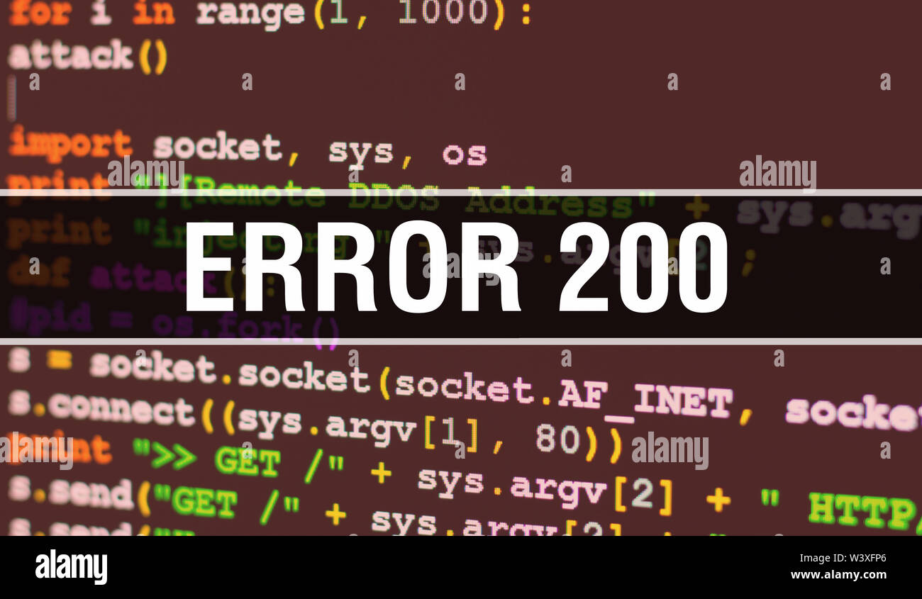 Error 200 with Abstract Technology Binary code Background.Digital ...