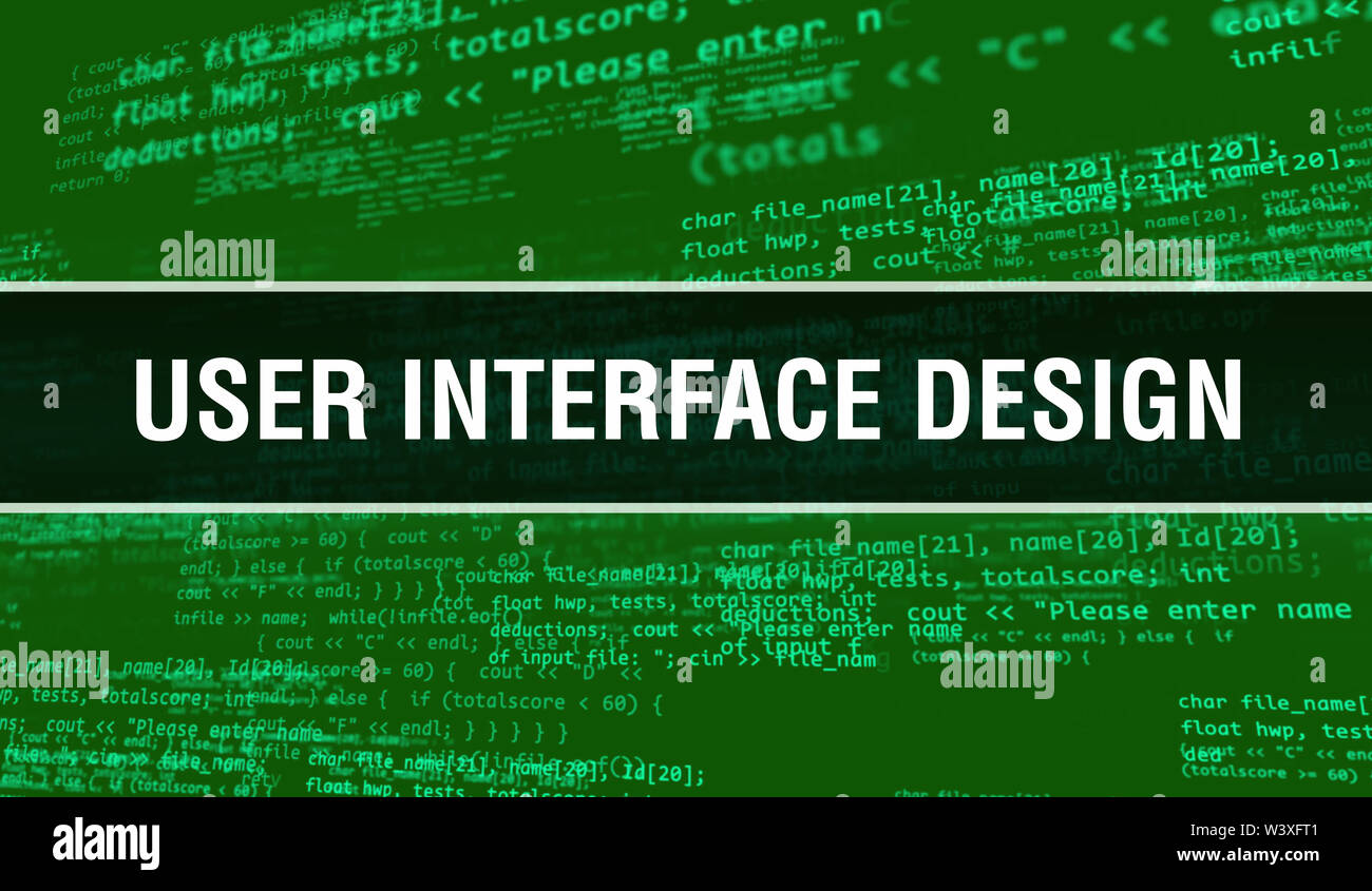 USER INTERFACE DESIGN with Abstract Technology Binary code Background.Digital binary data and Secure Data Concept. Software Stock Photo