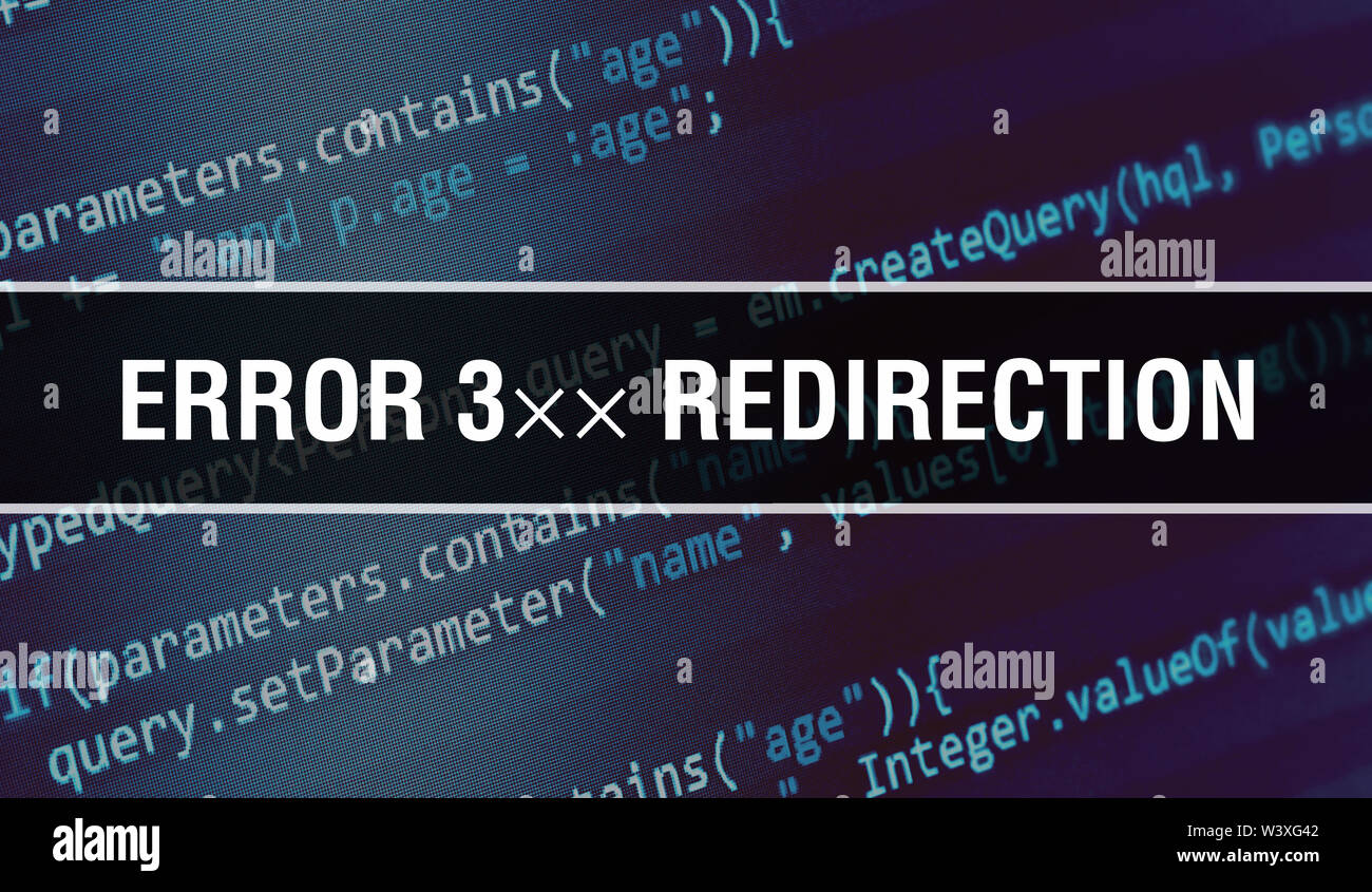 Error 3×× Redirection with Binary code digital technology background ...