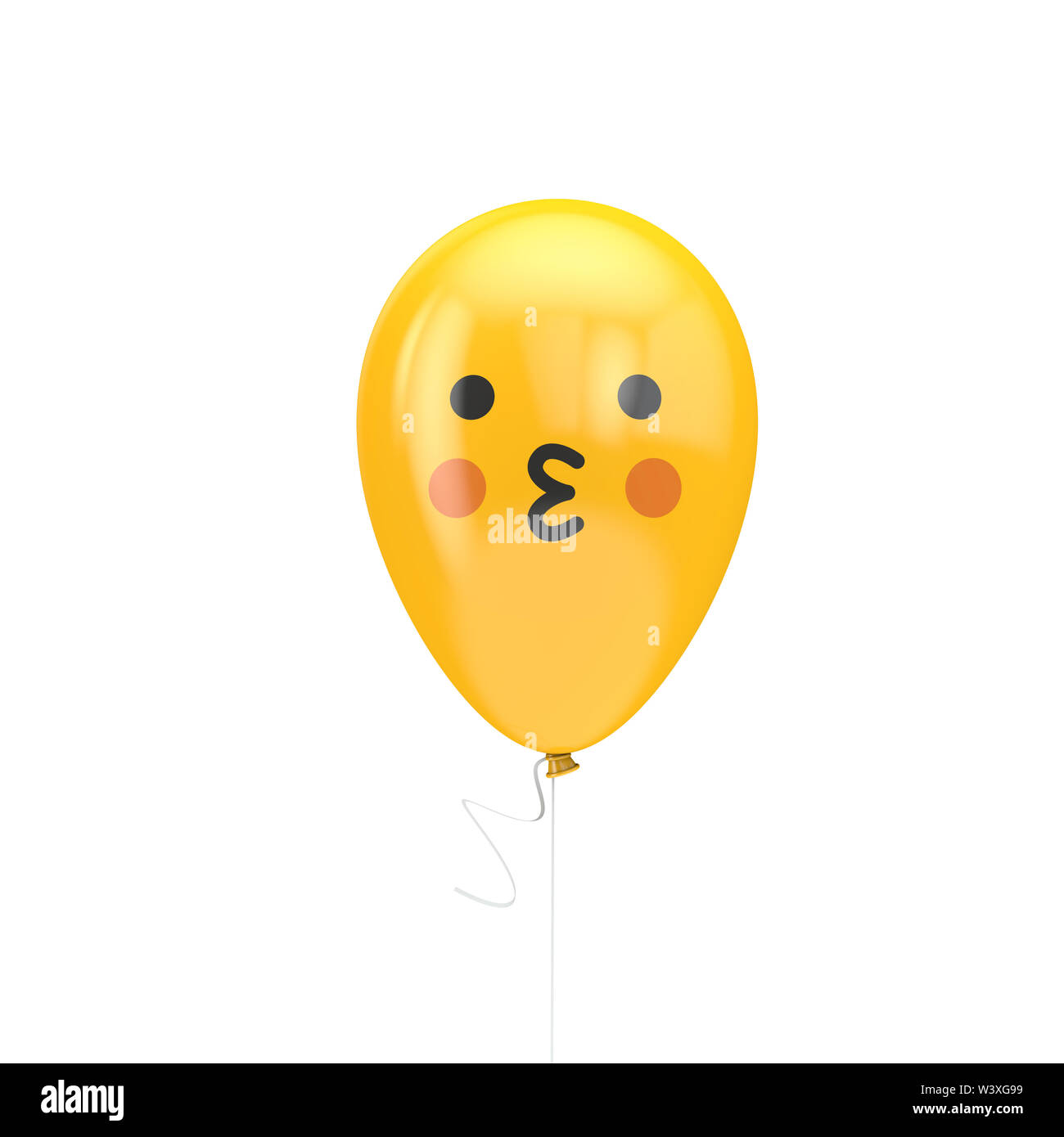 Kissing with blushing cheeks emoji floating balloon Stock Photo