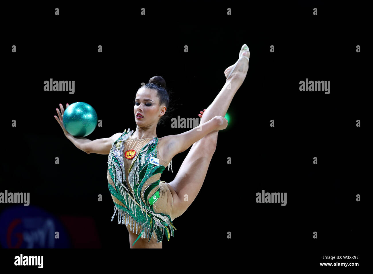 Ekaterina Selezneva from Russia performs her ball routine during 2019 Grand Prix de Thiais Stock Photo