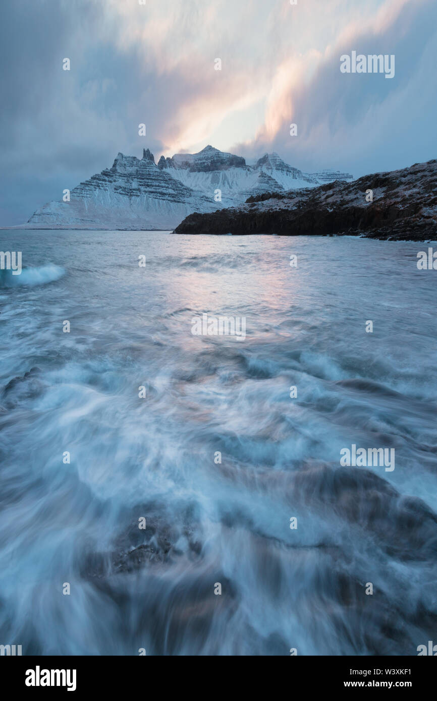 Winter storm in the Westfjords, Iceland Beautiful nature background ...