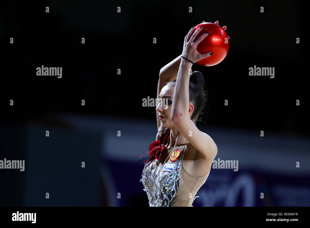 Irina Annenkova from Russia performs her ball routine during 2019 Grand Prix de Thiais Stock Photo