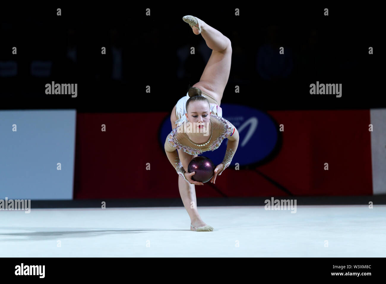 Alina Chamzina from Czech Republic performs her ball routine during 2019 Grand Prix de Thiais Stock Photo