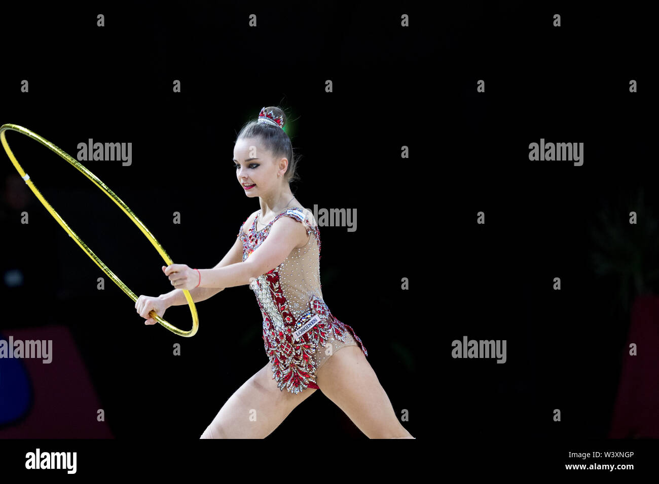 Arina Averina from Russia performs her hoop routine during 2019 Grand Prix de Thiais Stock Photo