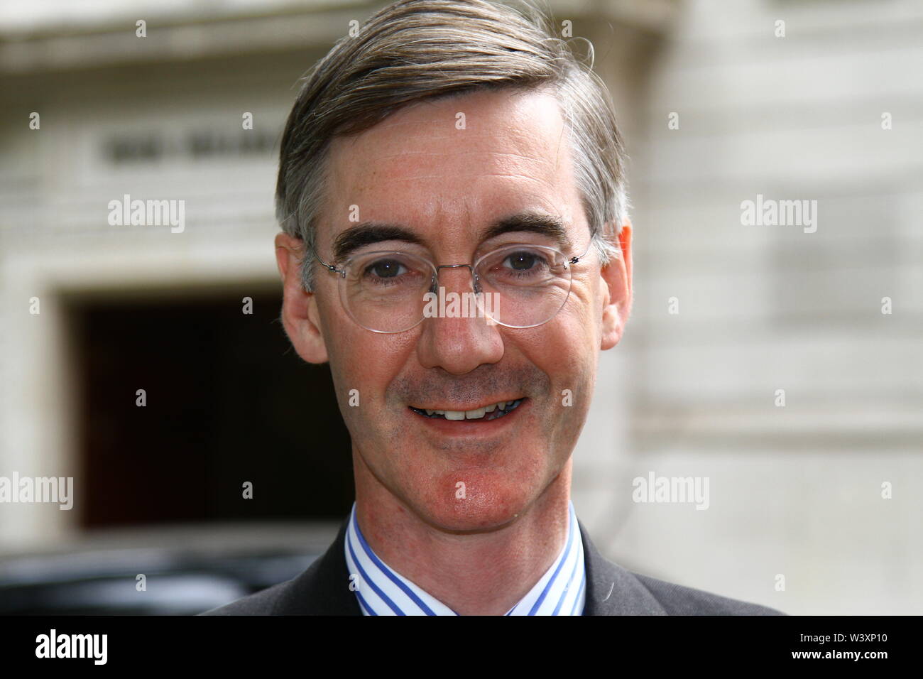 JACOB REES-MOGG MP PICTURED IN THE CITY OF WESTMINSTER ON 17TH JULY 2019. BRITISH POLITICIANS. CONSERVATIVE PARTY MPS. EUROPEAN RESEARCH GROUP. BREXIT. ERG. LEAVE MEANS LEAVE. NO DEAL NO PROBLEM. Famous politicians. Russell Moore portfolio page. Stock Photo