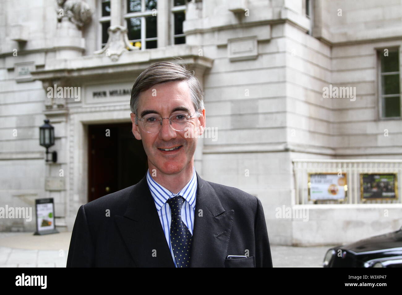 JACOB REES-MOGG MP PICTURED IN THE CITY OF WESTMINSTER ON 17TH JULY 2019. BRITISH POLITICIANS. CONSERVATIVE PARTY MPS. EUROPEAN RESEARCH GROUP. BREXIT. ERG. LEAVE MEANS LEAVE. NO DEAL NO PROBLEM. FAMOUS POLITICIANS. RUSSELL MOORE PORTFOLIO PAGE. Stock Photo