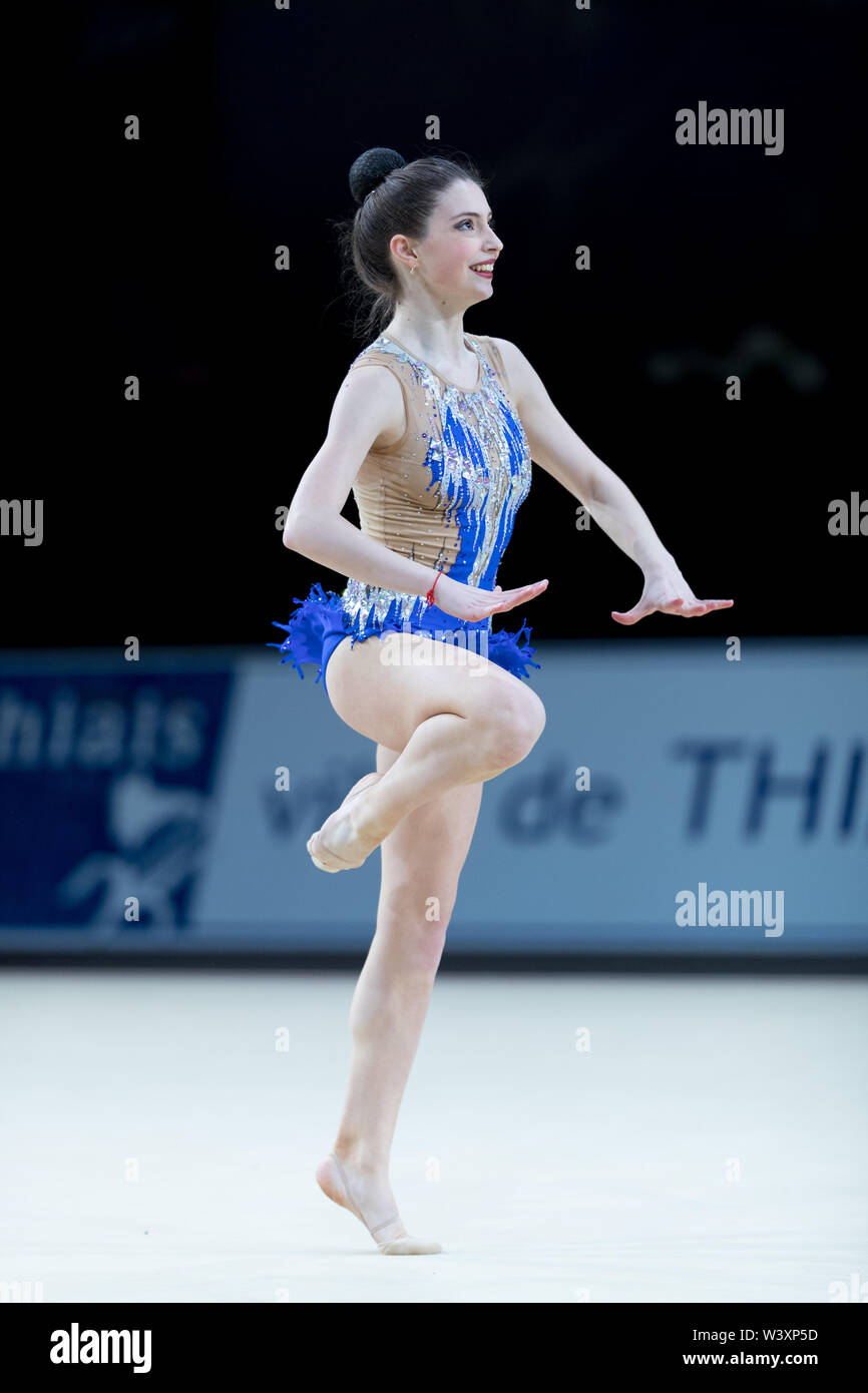 Keti Arbolishvili from Georgia performs her ball routine during 2019 Grand Prix de Thiais Stock Photo