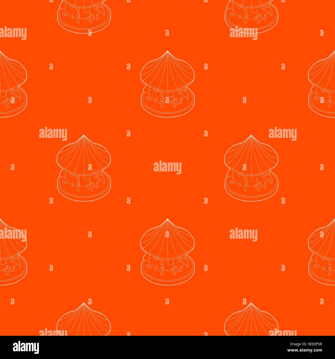 Carousel with horses pattern vector orange Stock Vector
