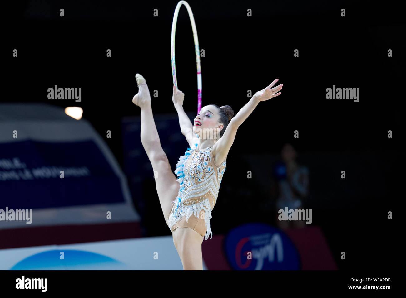 Maria Ano from Spain performs her hoop routine during 2019 Grand Prix de Thiais Stock Photo