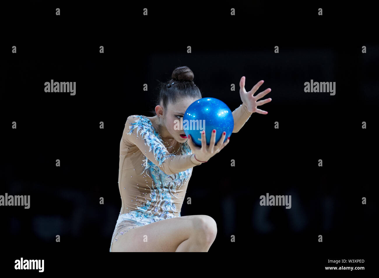 Maena Millon from France performs her ball routine during 2019 Grand Prix de Thiais Stock Photo