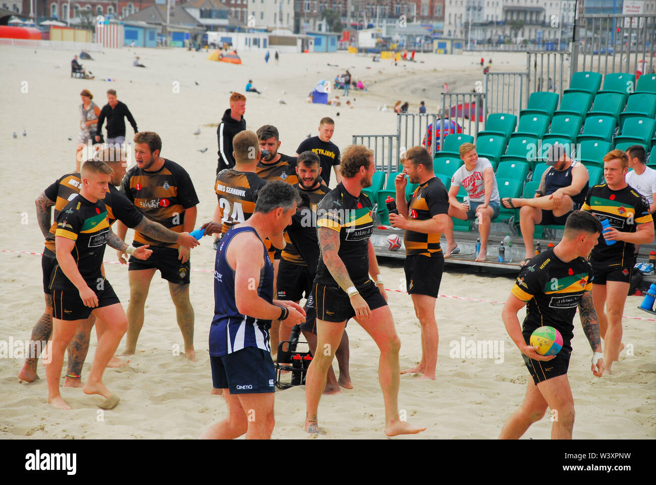 Weymouth, UK. 17th July 2019. Teams from the Royal Navy compete for the