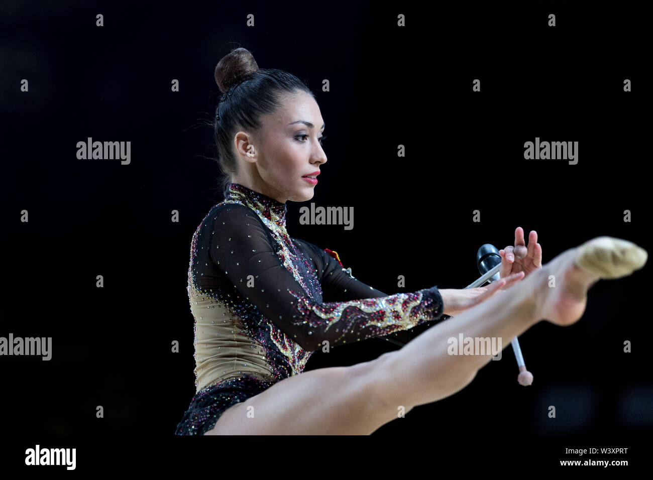 Natalia Garcia from Spain performs her clubs routine during 2019 Grand Prix de Thiais Stock Photo