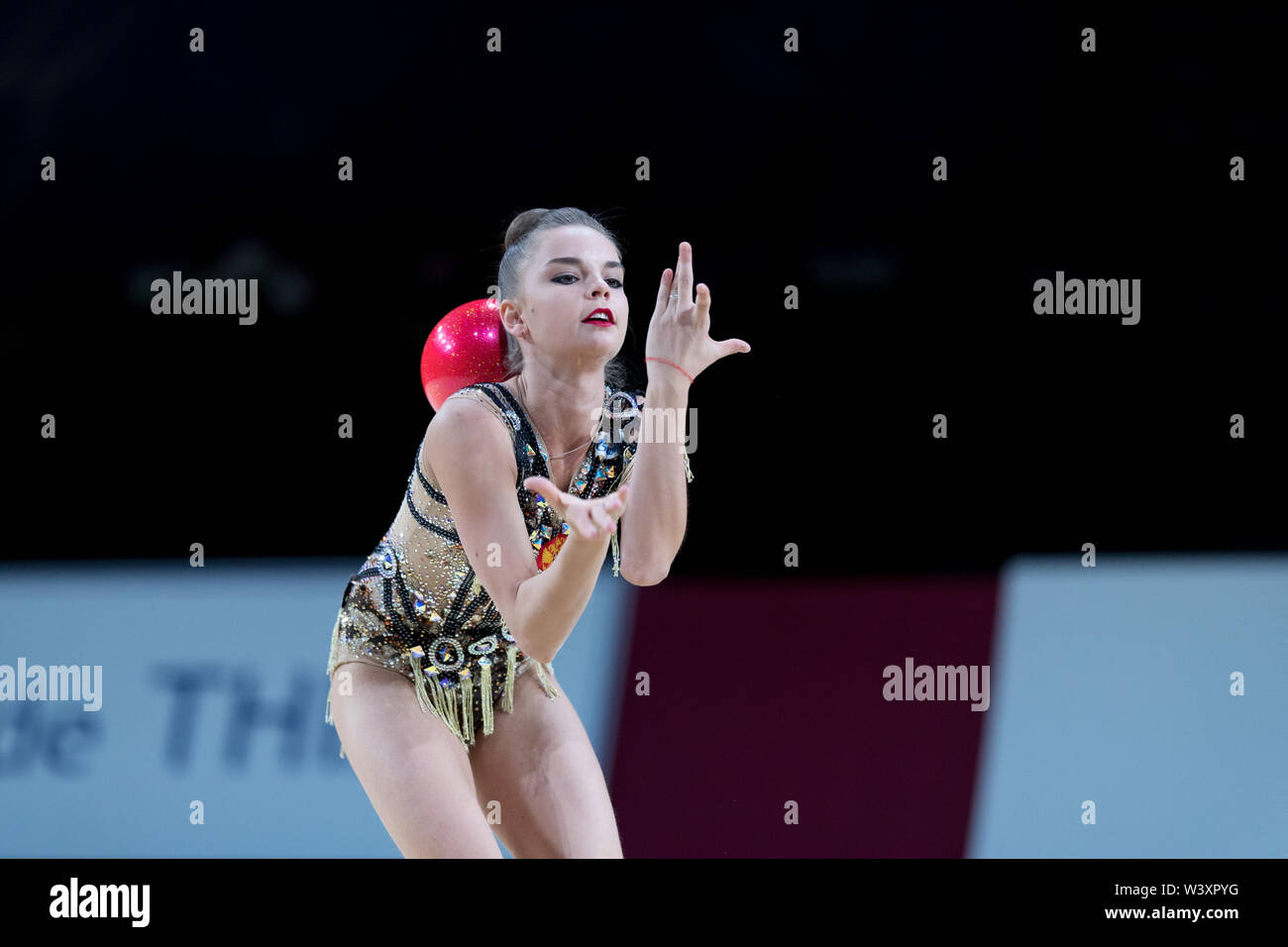 Dina Averina from Russia performs her ball routine during 2019 Grand Prix de Thiais Stock Photo