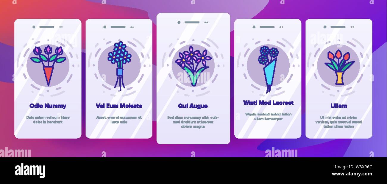 Bouquets, Bunches Of Flowers Vector Onboarding Stock Vector Image & Art ...