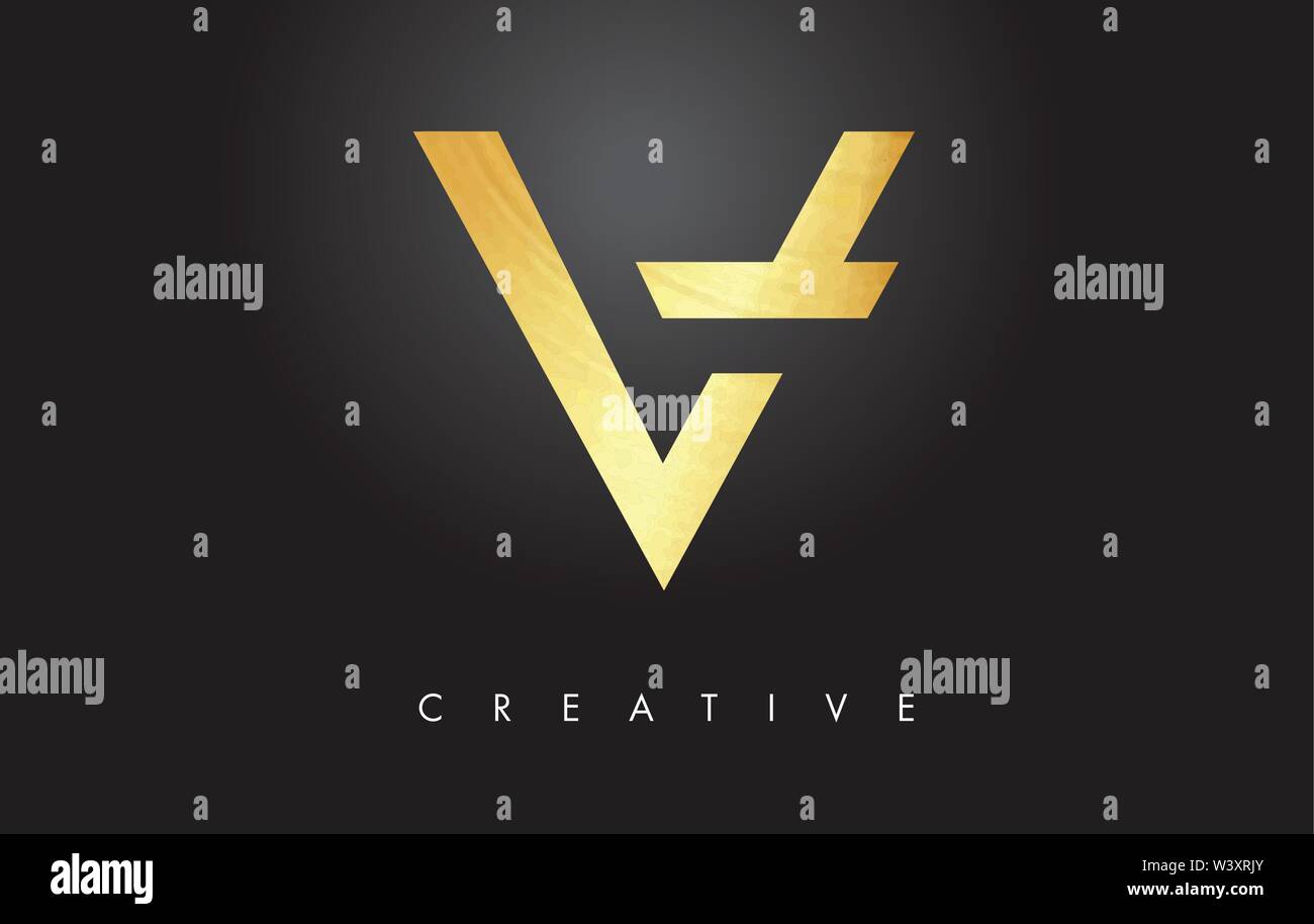 V Golden Letter Monogram Design Logo. Gold Letter V Icon Logo Vector ...