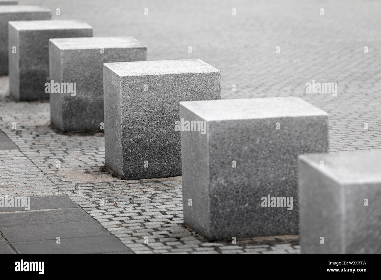 Stone blocks on the city square Stock Photo