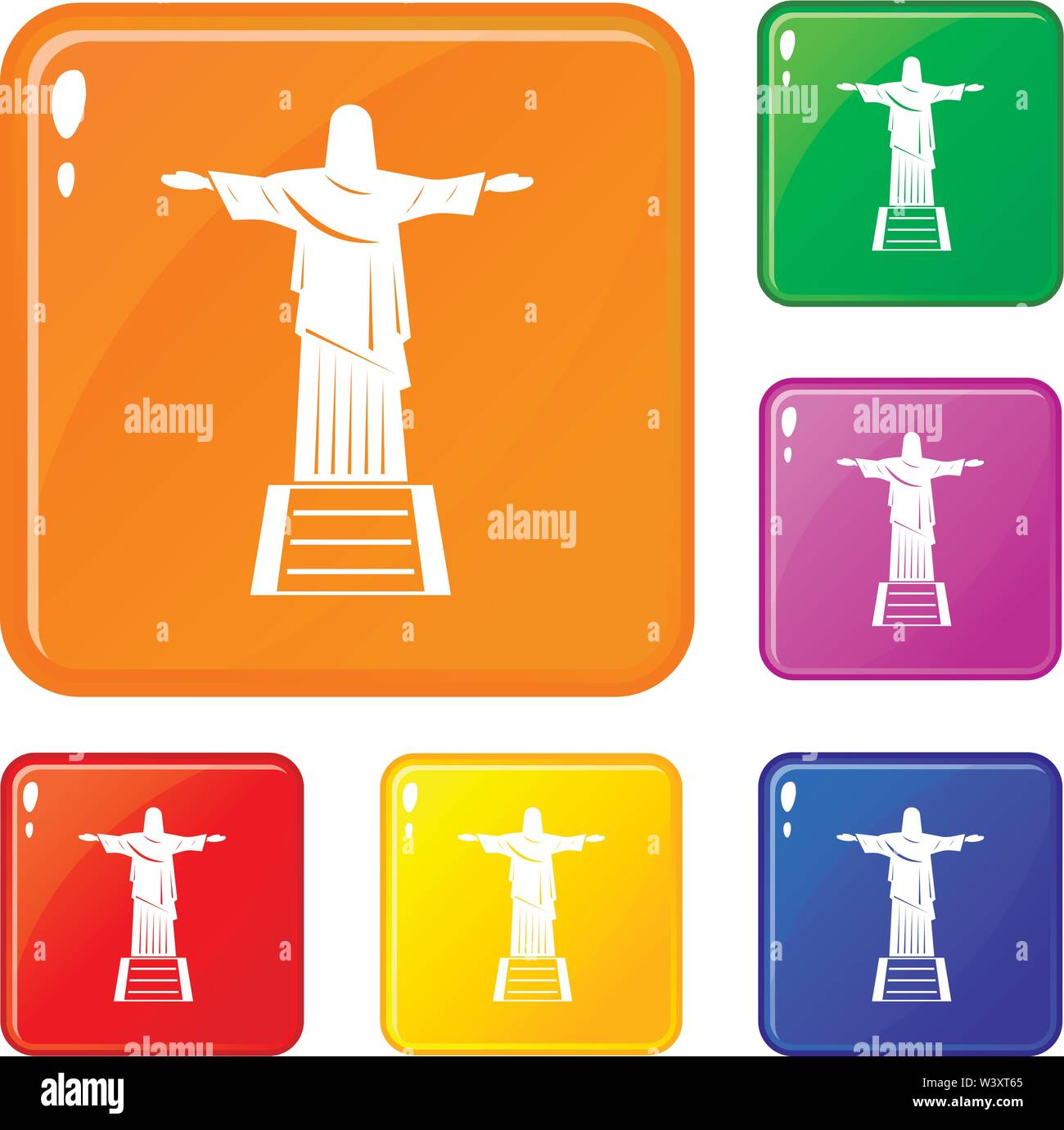 The Christ the Redeemer statue icons set vector color Stock Vector ...