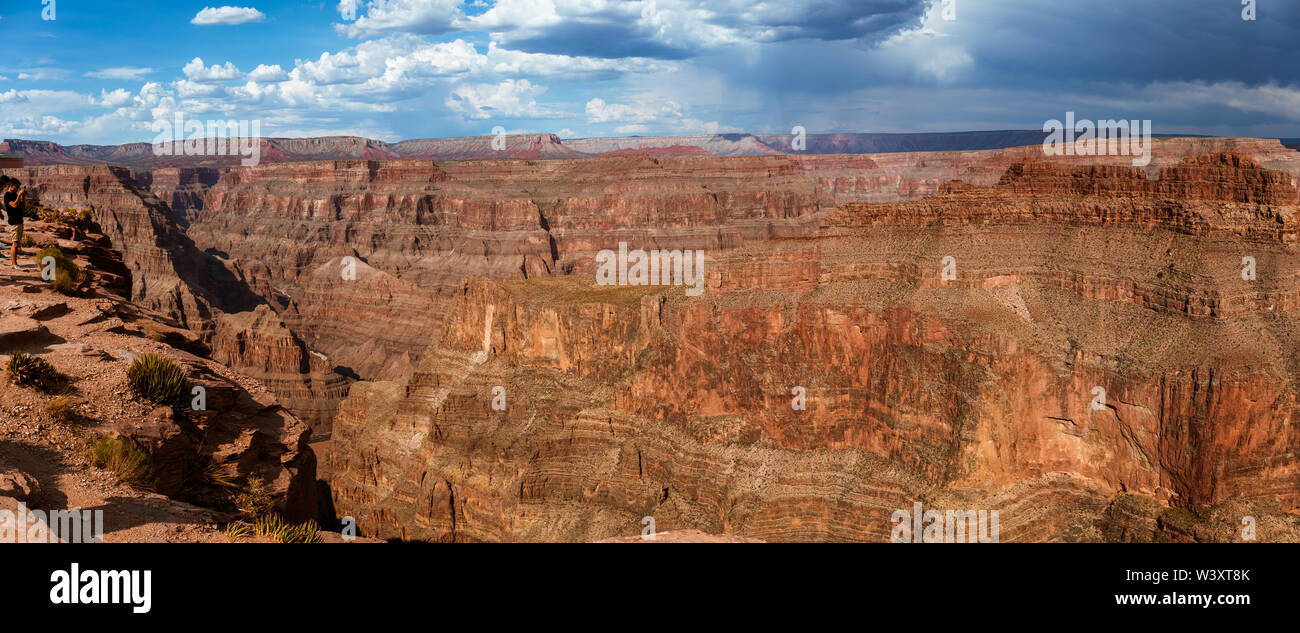 Grand Canyon Gorge with dramatic clouds Stock Photo