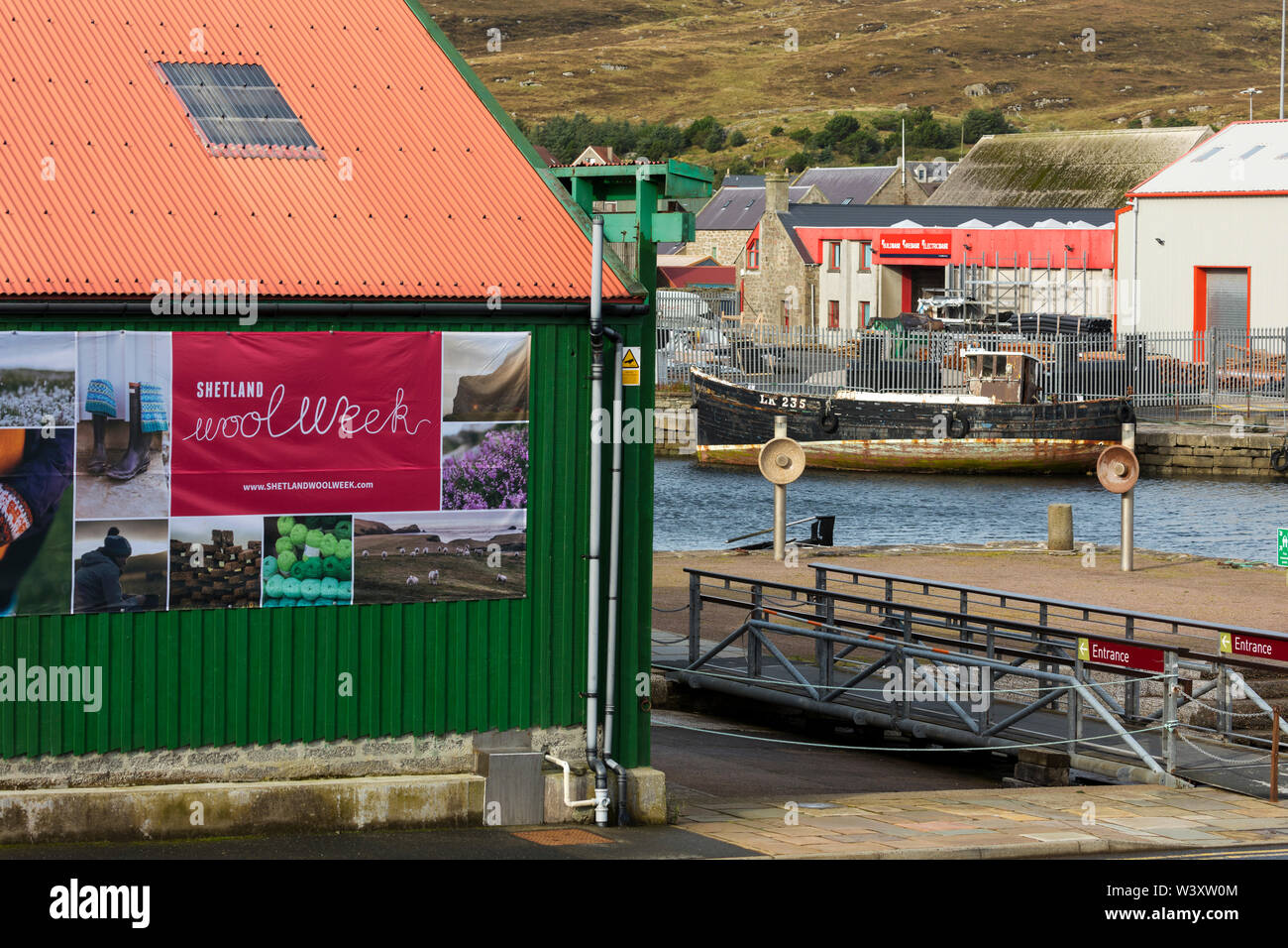 Shetland Wool Week Sign; Museum; Lerwick; UK Stock Photo