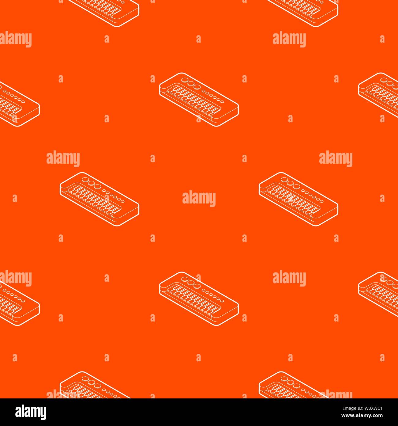 Toy synthesizer pattern vector orange Stock Vector