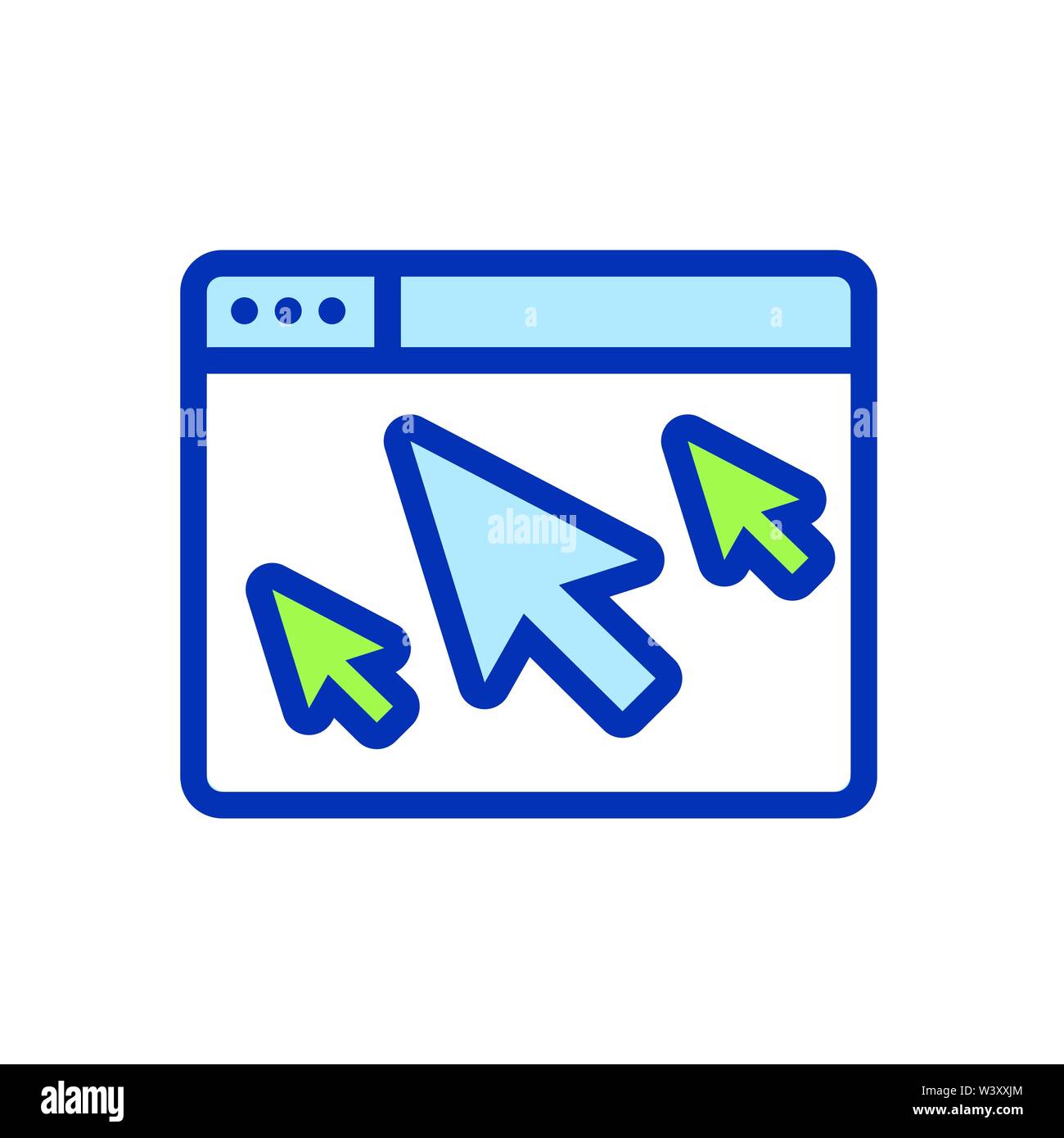 Website clicks icon ; pointer icon - unscrupulously acquiring website clicks Stock Vector