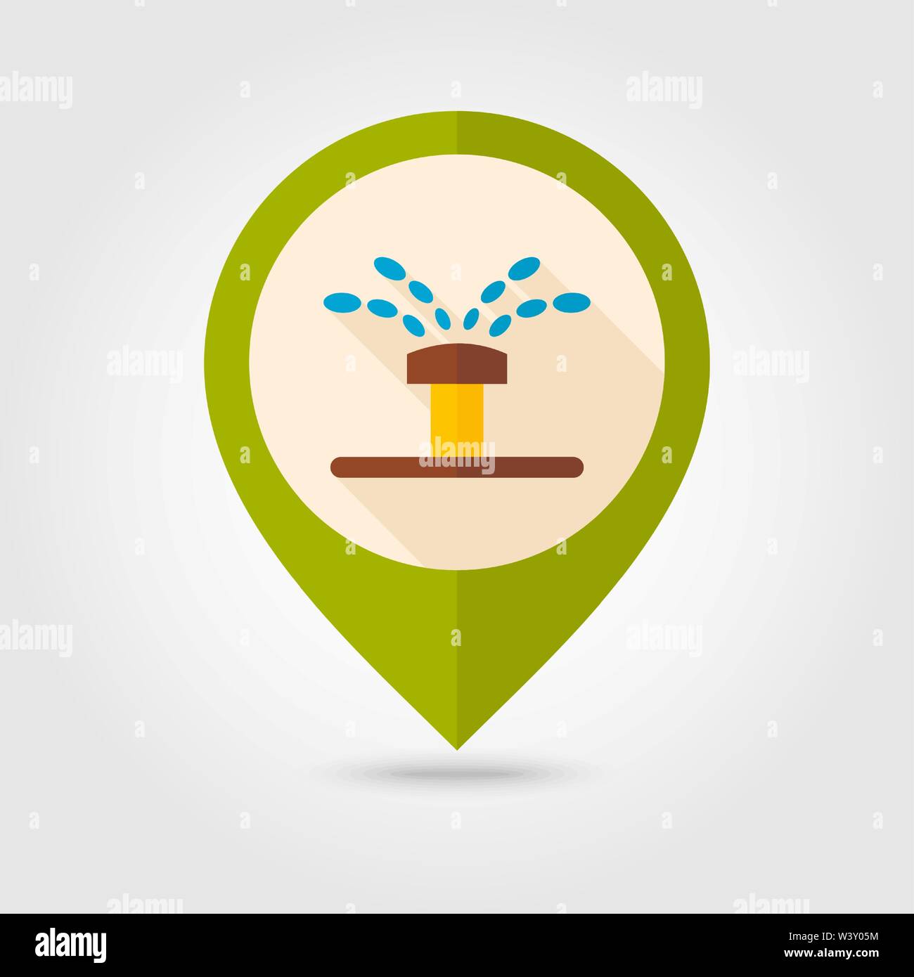 Water sprinkler, irrigation flat vector pin map icon. Map pointer. Map ...