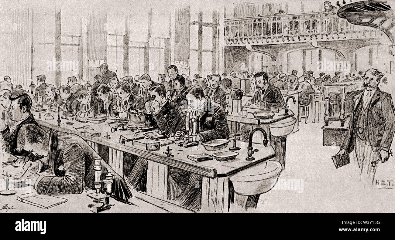 Biological laboratory, Owens College, Manchester, England, UK, 19th century Stock Photo