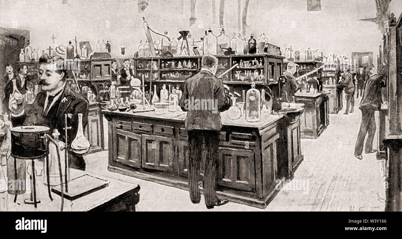 Chemical laboratory, Owens College, Manchester, England, UK, 19th century Stock Photo