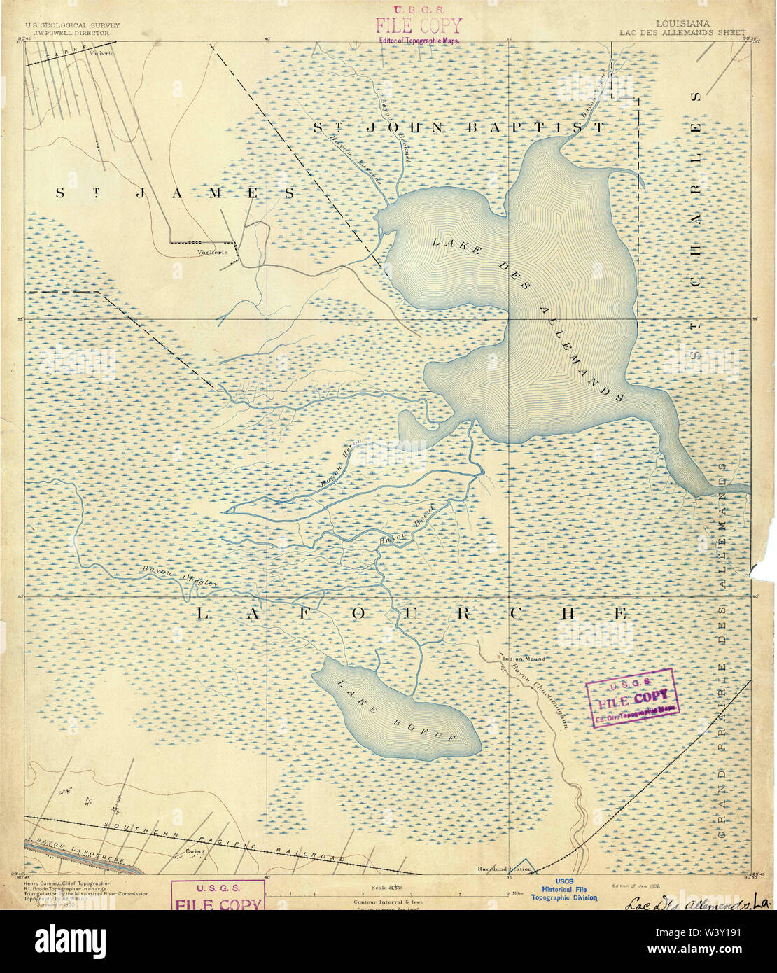 USGS TOPO Map Louisiana LA Lac Des Allemands 334711 1892 62500 Stock
