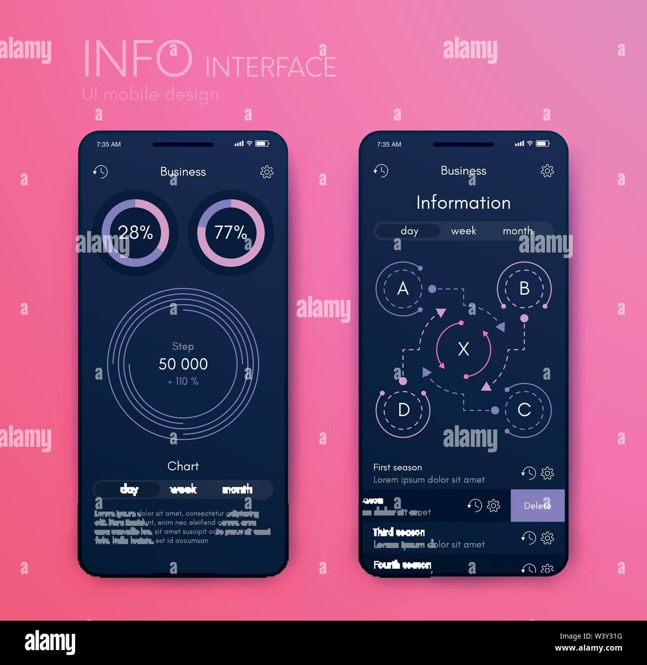 Mobile application interface. Ui design, stock vector Stock Vector
