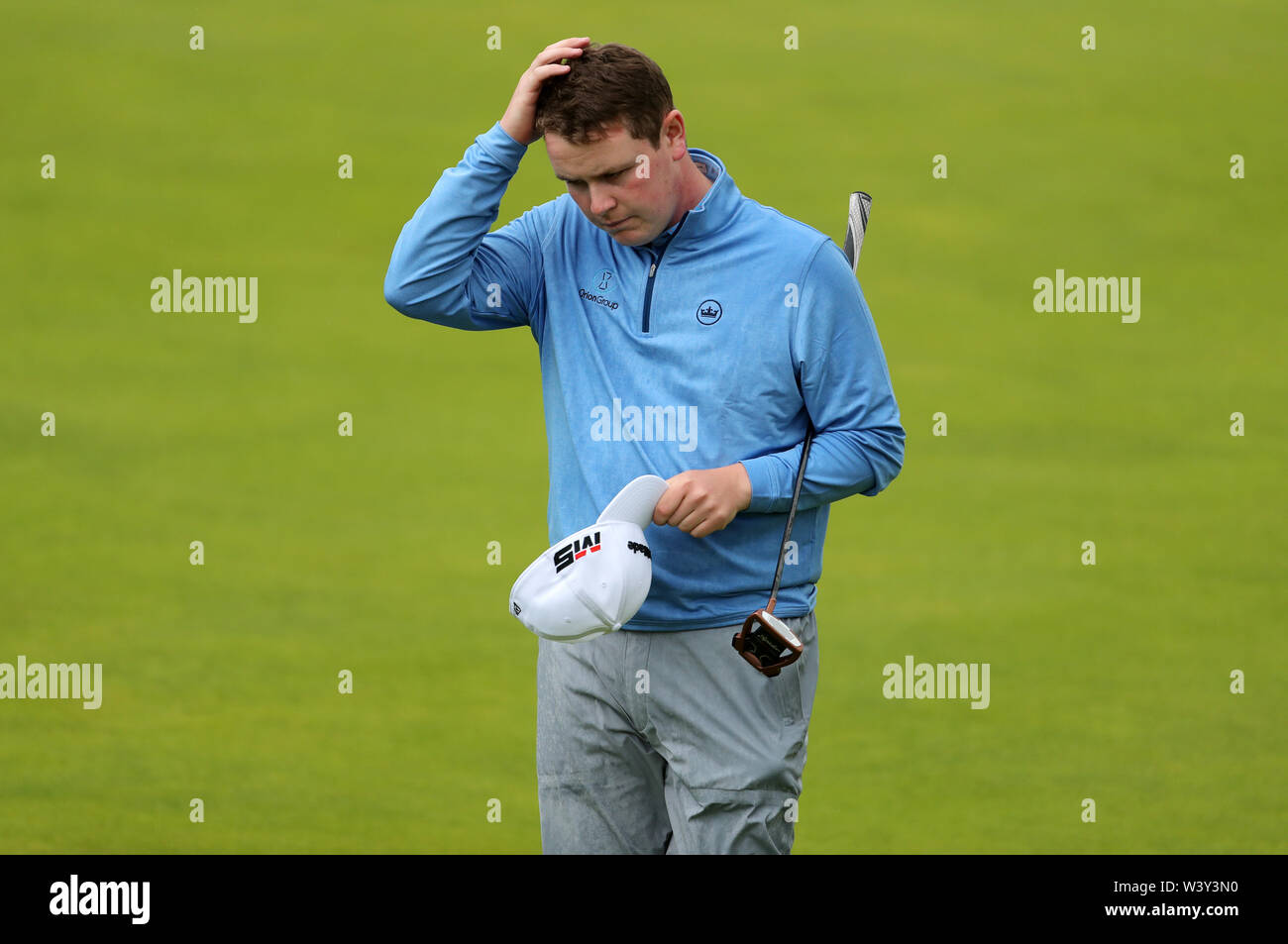 Scotland's Robert MacIntyre after his bogie on 18th during day one of