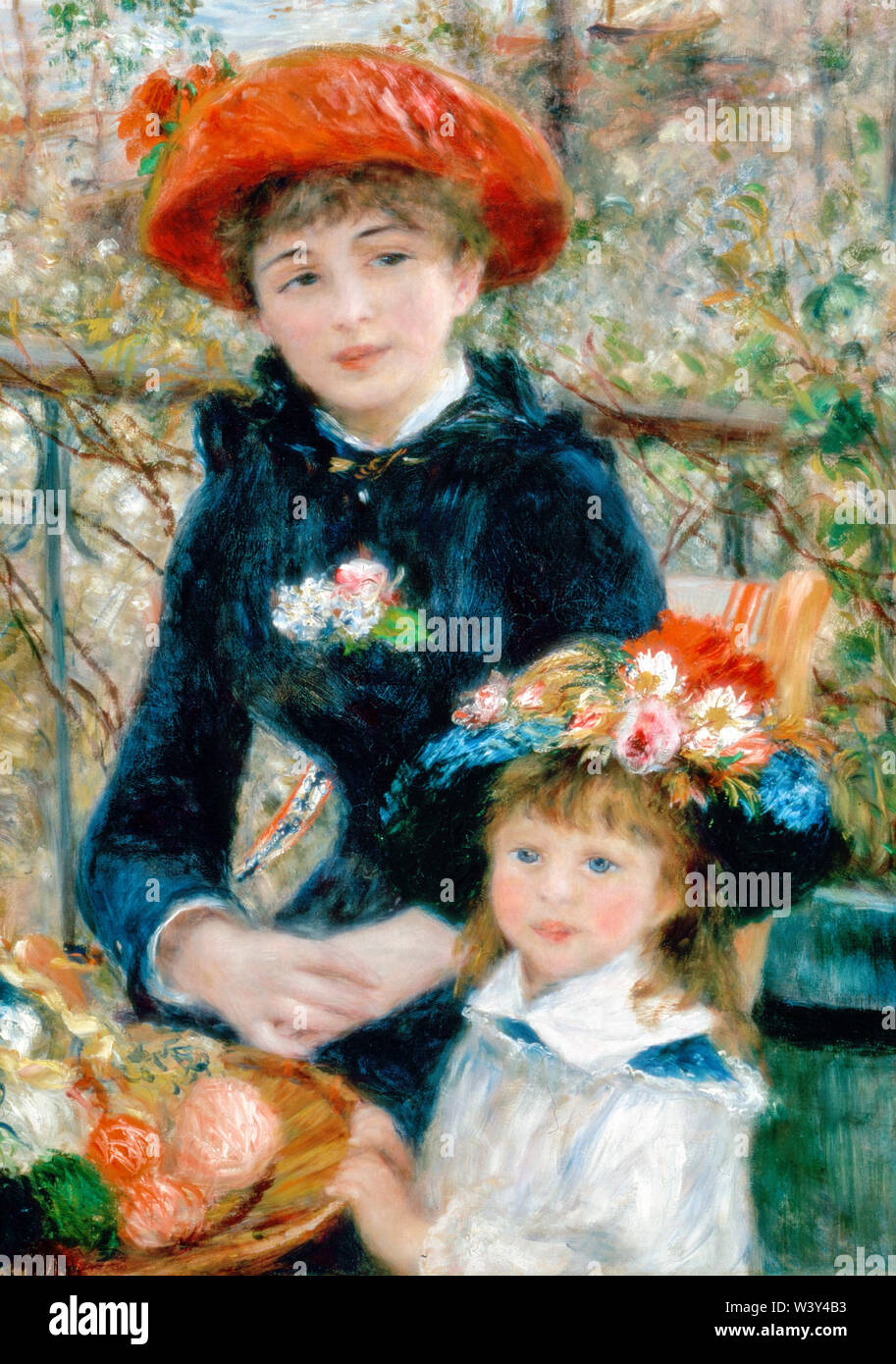 PierreAuguste Renoir, Two Sisters, (On the Terrace), portrait painting detail, 1881 Stock Photo