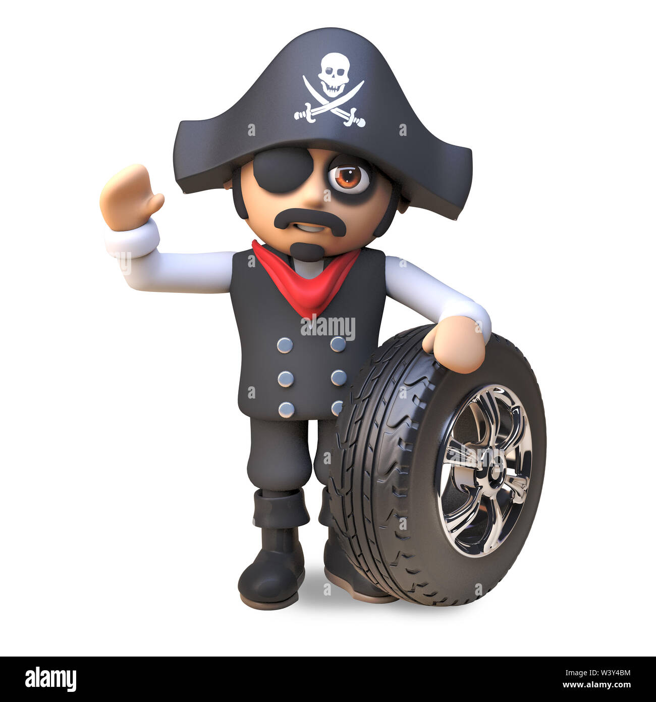 Pirate sea captain 3d cartoon character in eyepatch and skull and ...