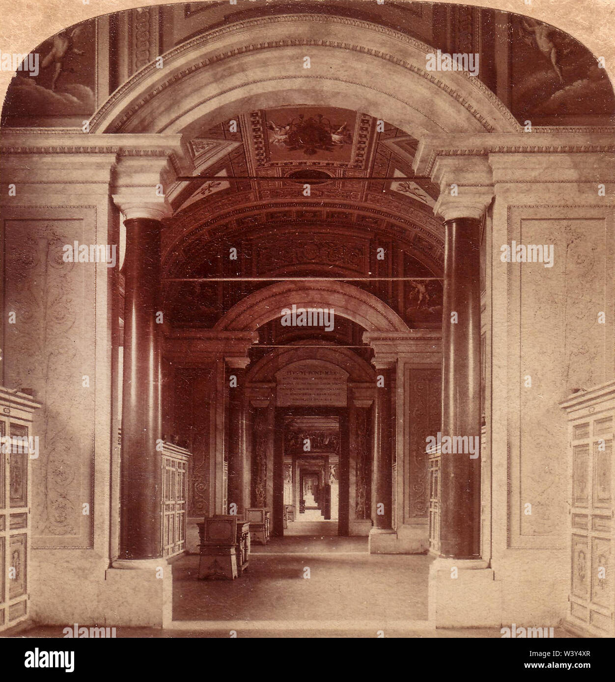 Grand Corridor, Vatican Library, Longest Room in the World, Rome, Italy. 1897. Stock Photo