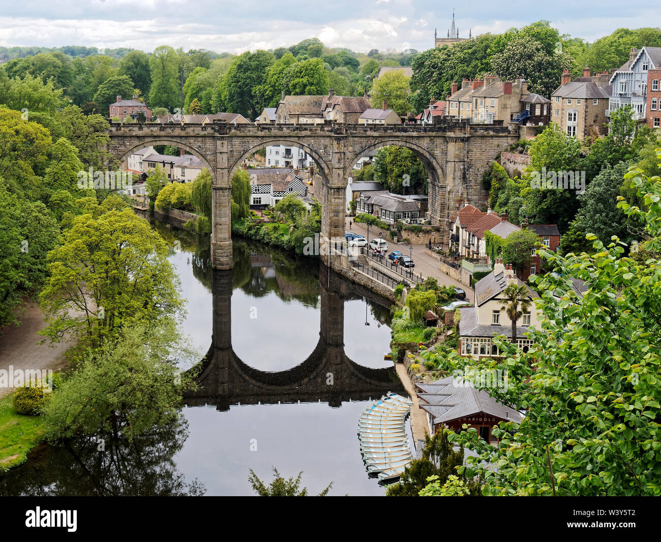 Looking upstream along the Nidd in the centre of Knaresborough