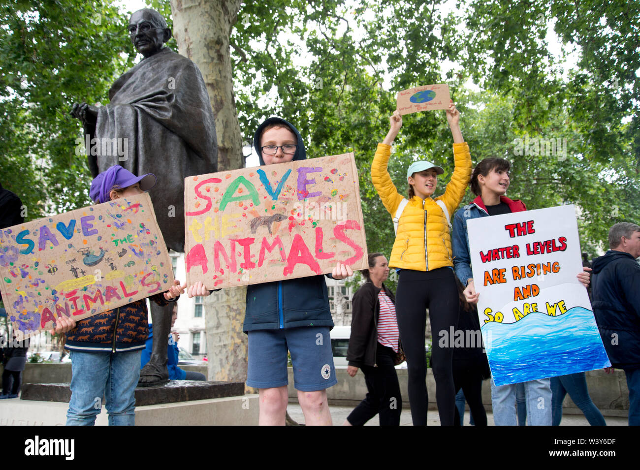 Westminster, Parliament Square. Children protest against the climate emergency. Stock Photo