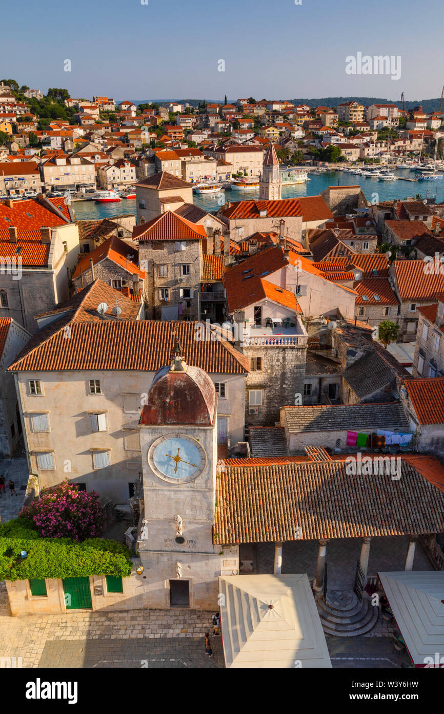 Elevated View Over  Trogir, Trogir, Dalmatian Coast, Croatia, Europe Stock Photo