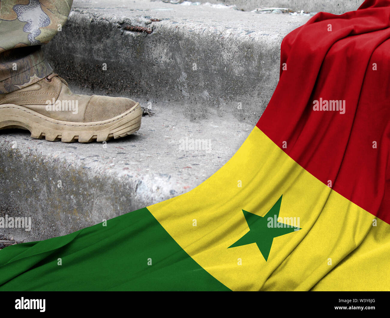 Military concept on the background of the flag of Senegal Stock Photo