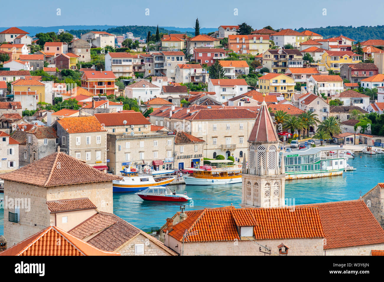 Elevated View Over Trogir, Trogir, Dalmatian Coast, Croatia, Europe Stock Photo