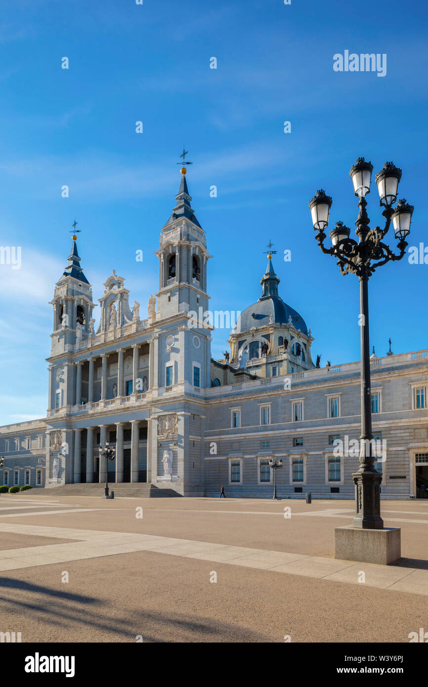 Exterior of Almudena Cathedral, Madrid, Spain Stock Photo