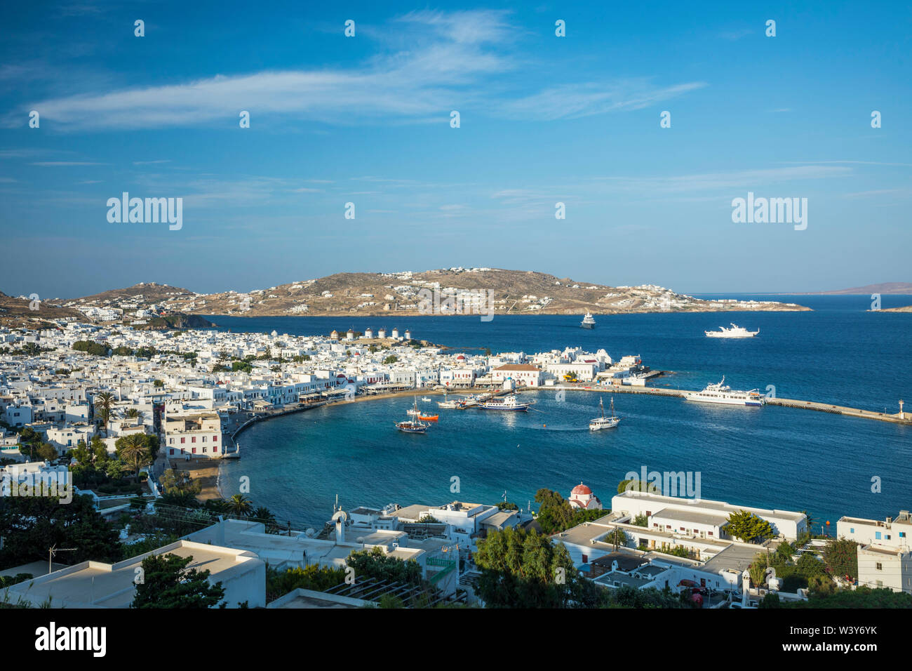 Harbour in Mykonos Town, Mykonos, Cyclade Islands, Greece Stock Photo