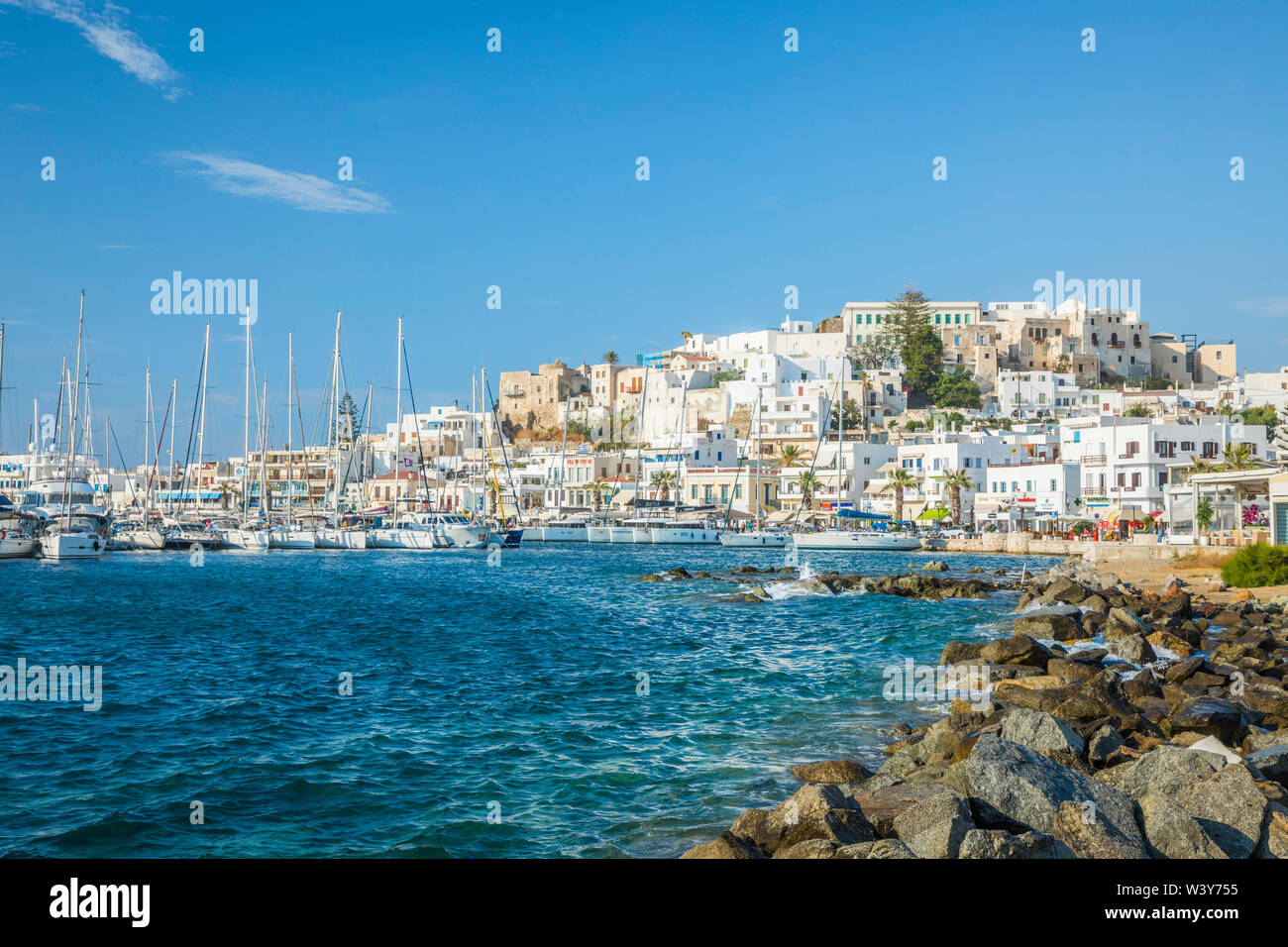 Harbour of Naxos Town, Naxos, Cyclade Islands, Greece Stock Photo