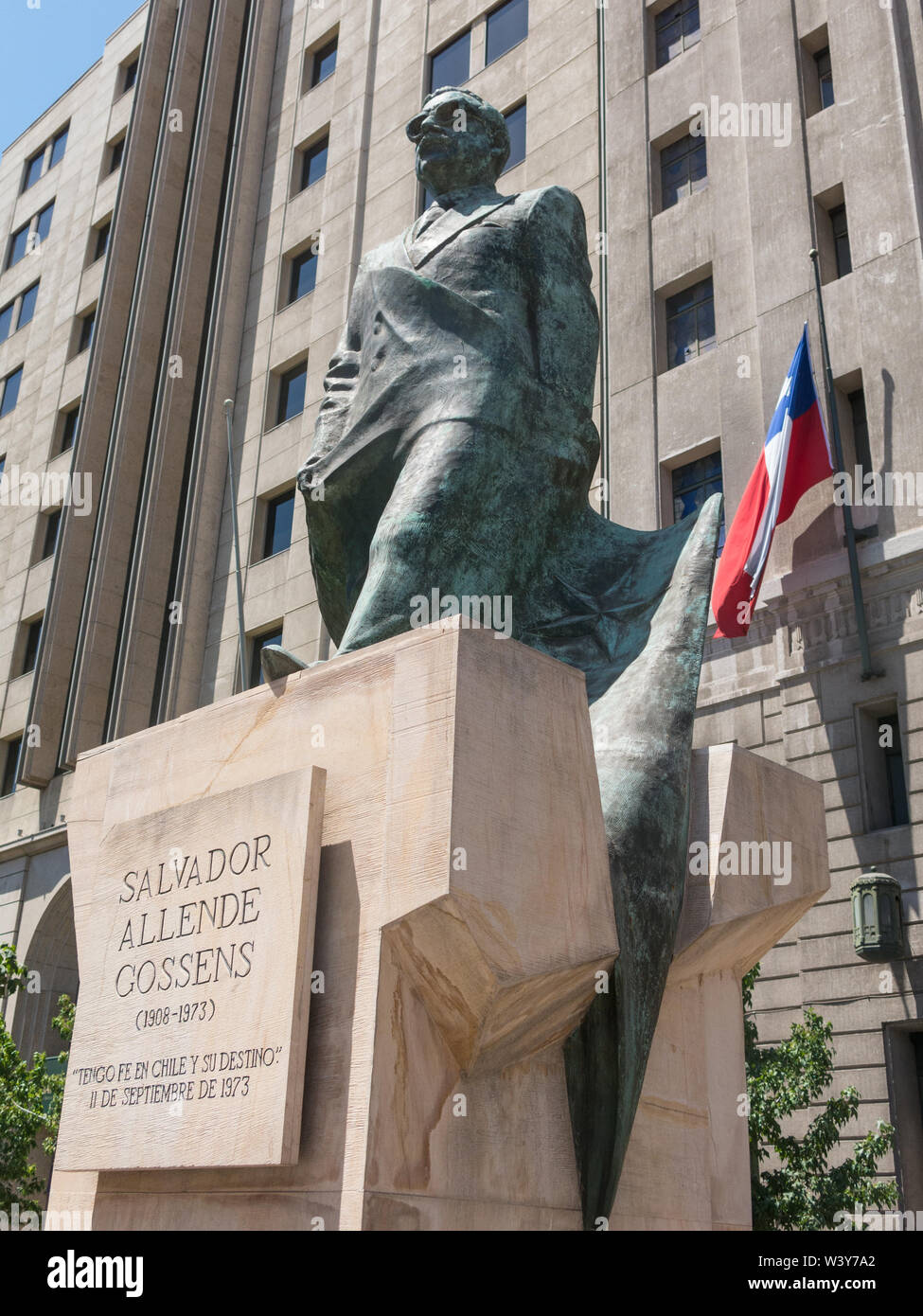 SANTIAGO DE CHILE, CHILE - JANUARY 26, 2018: : Monument to Chilean statesman and political figure. Salvador Allende Gossens in Santiago de Chile. He d Stock Photo