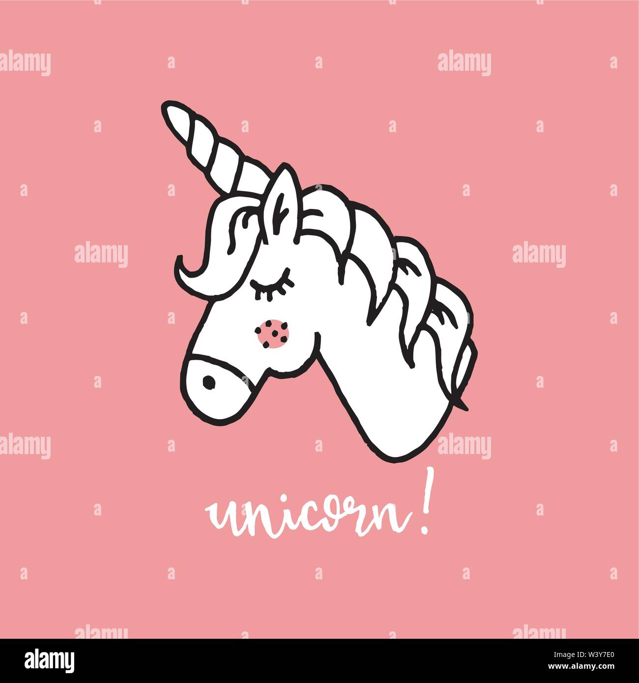 Cute magical unicorn hand drawn illustration Stock Vector Image & Art ...